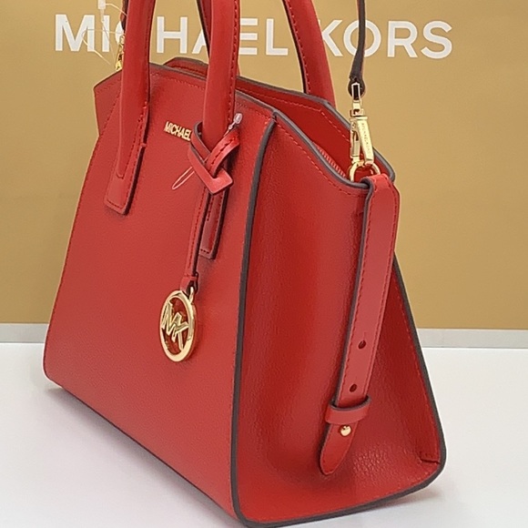 Michael Kors Avril Small Leather Top-Zip Satchel Color Flame - Picture 4 of 16